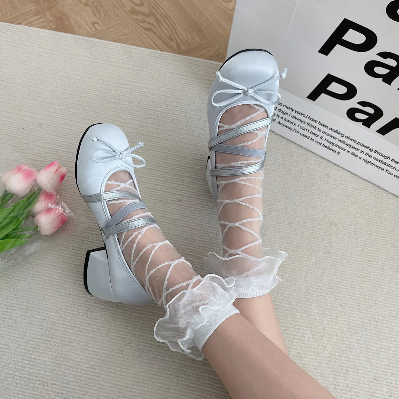 Aiertu Back  to school New Spring Autumn Mary Jane Shoes Fashion Shallow Round Toe Mid Heel Shoes Ladies Elegant Outdoor Single Pumps Shoes for Women Aiertu