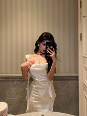 Aiertu - Gorgeous Mermaid Straps White Date Night Dress Lace Prom Dresses Birthday Outfits HOT1104 Aiertu