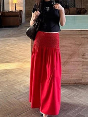 AIERTU  -  Red Oversized A-Line Skirt Women's Fashionable Loose Slimming Long Skirt Spring Autumn New Design Sensation Half-length Skirt Aiertu