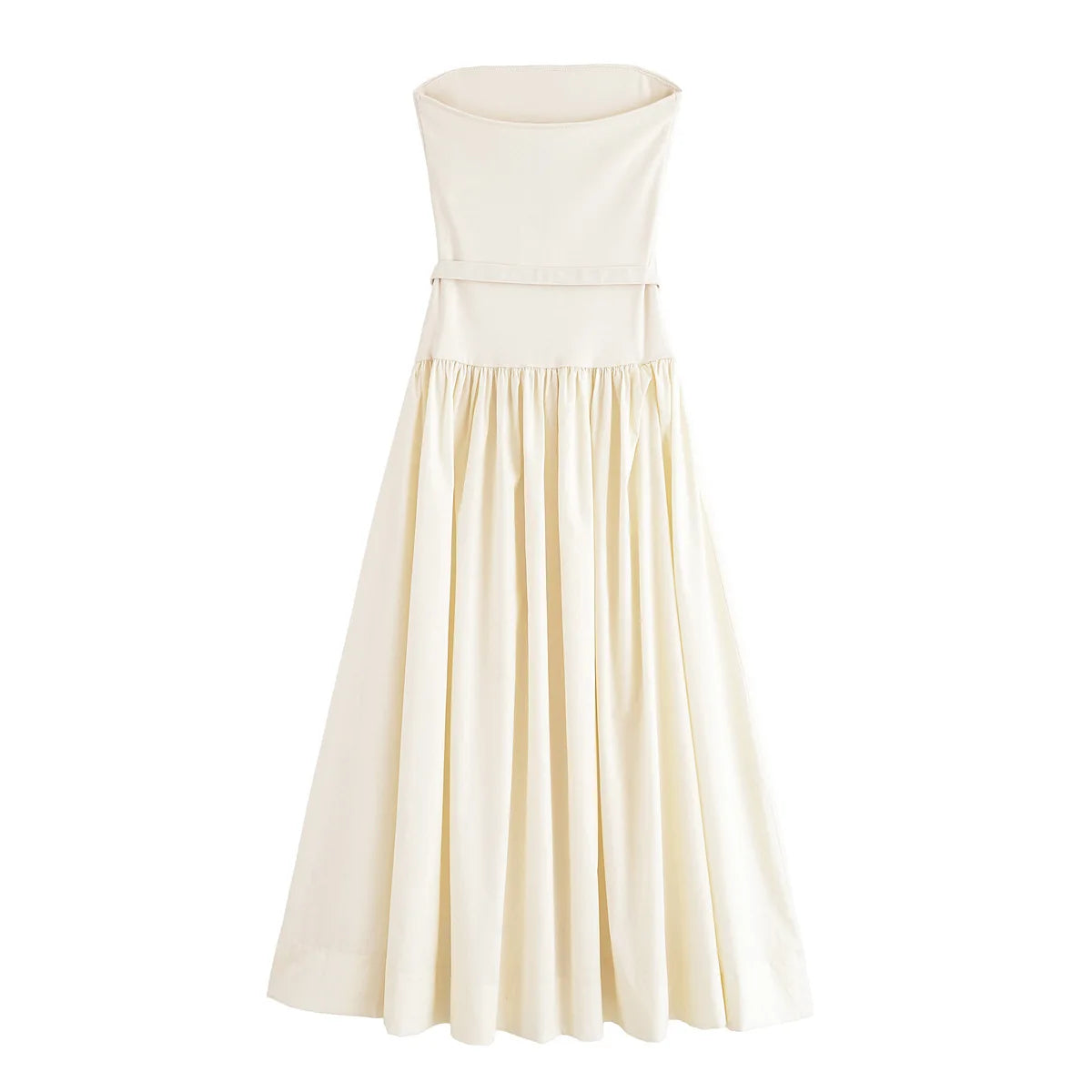 AIERTU  -  autumn new women's casual fashion temperament simple sleeveless tube top slim stitching belt mid-length dress Aiertu