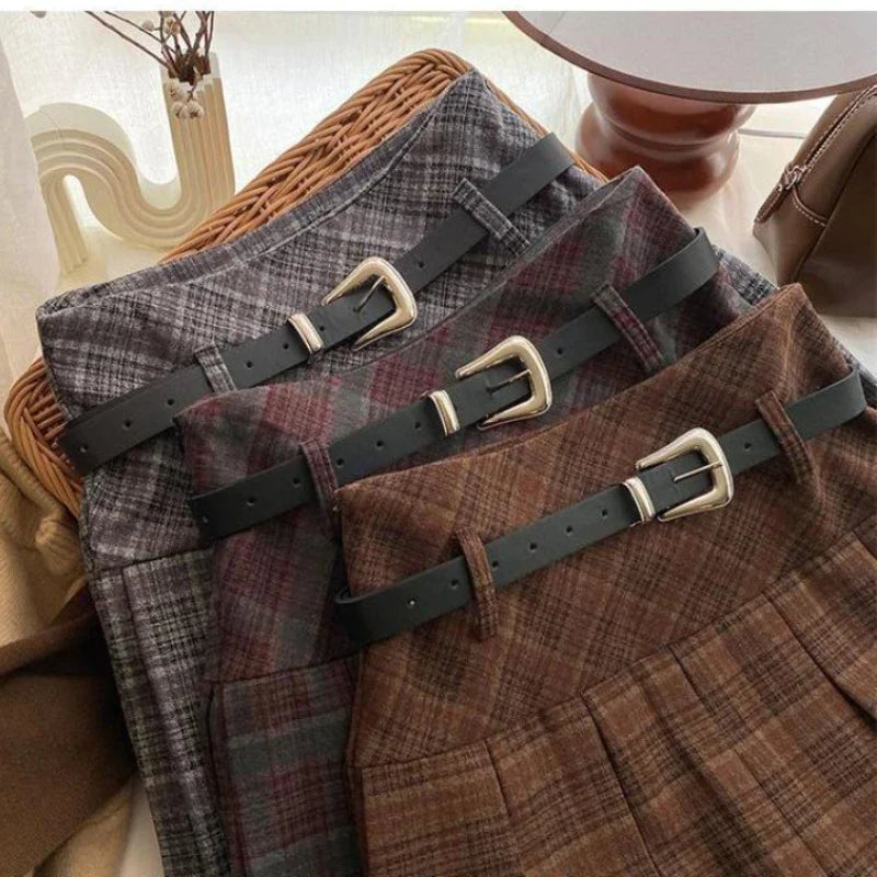 Aiertu Vintage Plaid Skirt Women Preppy Style Kawaii Pleated Skirt Korean Fashion Autumn Winter A-line Streetwear Mini Skirts Aiertu