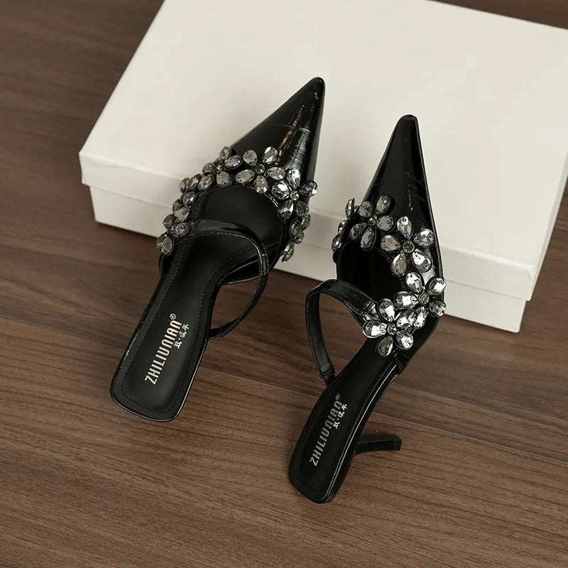 AIERTU  -  Elegant Women Shoes Exquisite Rhinestone Flower High Heeled Sandals for Woman French Casual Shoes Designer Shoes Sandalias Mujer Aiertu