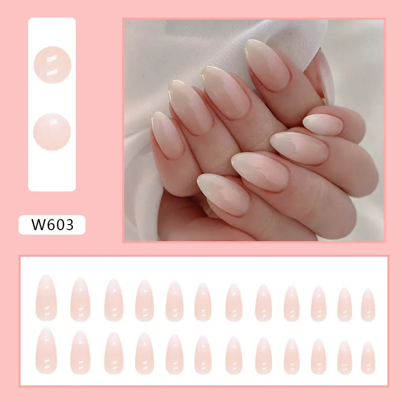 Aiertu 24pcs/Box Ballerina Nail Tip Purple with Design Manicure Patches Fresh Floral Almond False Nails Press on Med Nails Detachable Aiertu