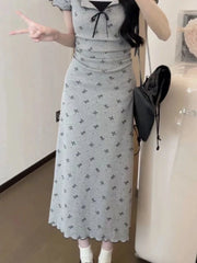 Aiertu Y2k Coquette Sweet Kawaii Bow Print Lace Mini Dress Women 2024 Spring Summer Fashion Japanese Harajuku Short Dresses Aiertu