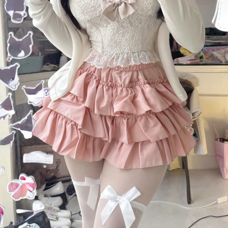 Aiertu Summer 2000s Kawaii Sweet Cake Skirts Casual Sweet High Waist Y2k Mini Skirts Women Japanese Style Fashion Slim Shorts Hot Gilrs Aiertu