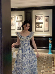 Aiertu Elegant Korean Fairy Long Dress Women Sexy Ruffles Party Slip Floral Dress Korean Style Summer Dress Female 2024 Casual Fashion Aiertu