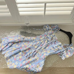 Aiertu Summer Floral Y2k Mini Dress Holiday Beach Irregular Chiffon Dress Casual Korean Fashion Short Party Dress Elegant Clothing Aiertu