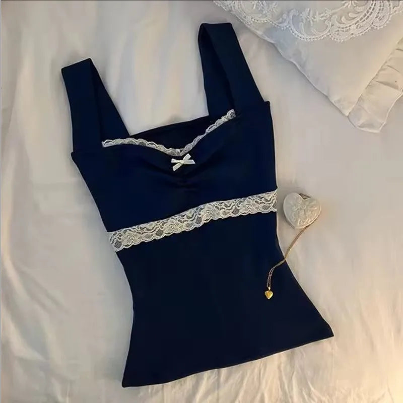 AIERTU  -  Lace Bow Y2K Versatile Tank Top Summer New Women Fashionable Sweet Versatile Multiple Styles Comfortable Skin Friendly Camisole Aiertu