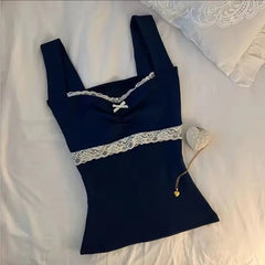 AIERTU  -  Lace Bow Y2K Versatile Tank Top Summer New Women Fashionable Sweet Versatile Multiple Styles Comfortable Skin Friendly Camisole Aiertu