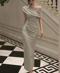 Aiertu DRESS TO IMPRESS Solid Bodycon Evening Party Dresses for Women Fashion Off Shoulder Prom Vestidos Summer Korean Robe Female Clothing aiertu