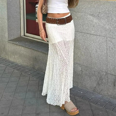 AIERTU  -  Vintage Sheer Lace Maternity Skirts for Women Low Elastic Waist Loose Fit Long Skirt Casual Pregnancy Skirts Fashion Streetwear Aiertu