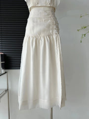 Aiertu White Suit With Square Mid-length Skirts Cute Sets Women Casual Women's Aesthetics Dress Outfits Top Skirt Aiertu