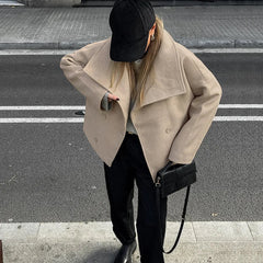 Autumn and Winter New Lapel Loose Casual Jacket Fashion Temperament Coat Women's Clothing Aiertu