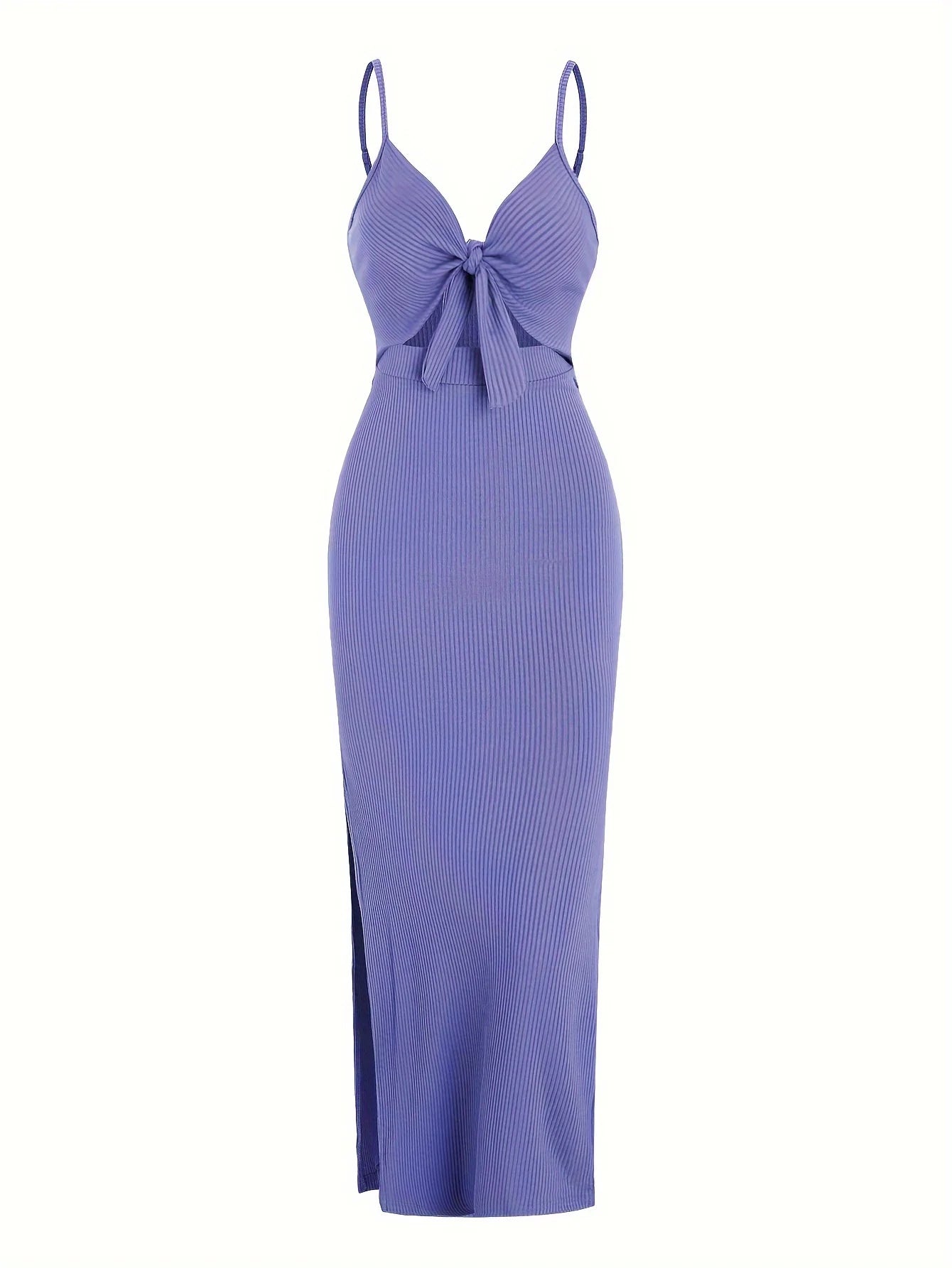 knit simple sleeveless suspender dress in spring and summer, leaking back and sexy long skirt with neck. Aiertu