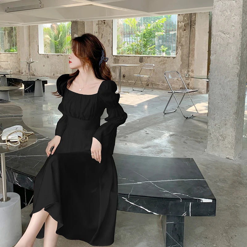 Aiertu Backless Sexy Vintage Fairy Dress Women Sweet Elegant Princess Evening Party Dresses Female Casual Korean Long Sleeve Chic Dress Aiertu