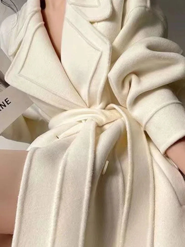 Aiertu Fashion New Women Elegant Casual Woolen Coat Vintage Loose Solid Chic Fall Winter Outerwear Overcoat Female Clothes Warm Cloak Aiertu