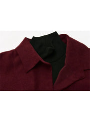 Aiertu Fake Two Piece Shirt Women Patchwork Turtleneck Turn-down Collar Autumn Winter Casual Lady Long Sleeves Female Loose Blouse Tops Aiertu