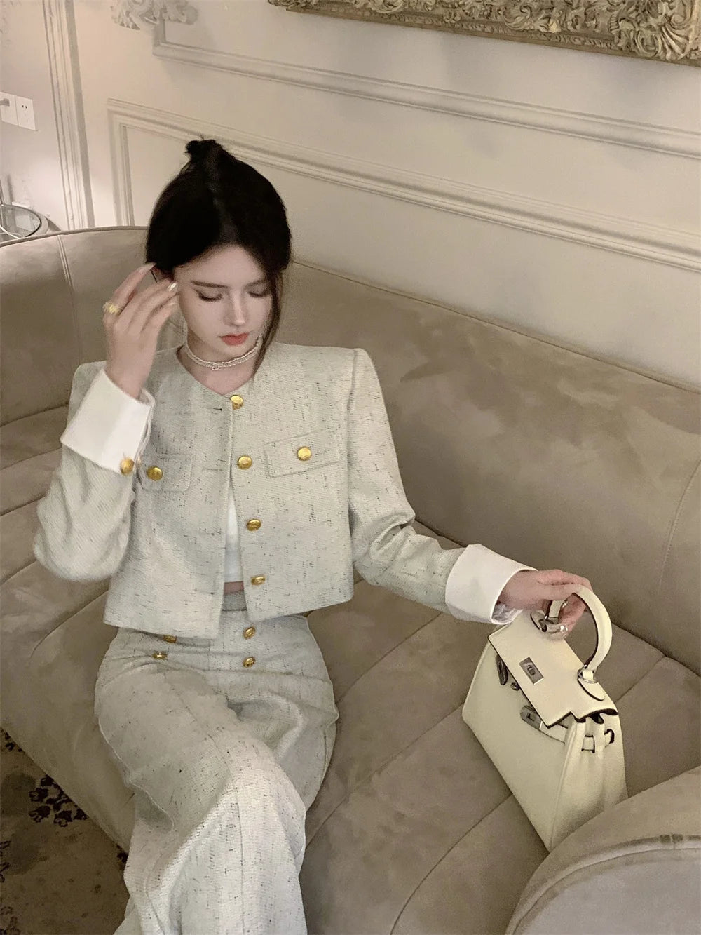 Aiertu High End Small Fragrance Two Piece Set Women Jacket Coat + Pant Sets Fashion Casual 2 Piece Sets Women Outfit Conjunto Femininos Aiertu