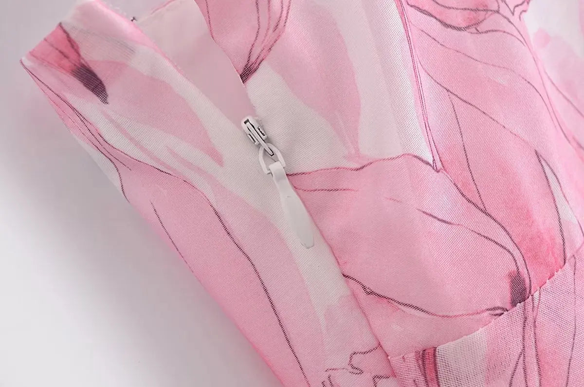Aiertu Sweet Women Pink Floral Print Sexy Sling Mini Dress Sleeveless Female A-line Mini Summer Dresses Holiday Robe Aiertu