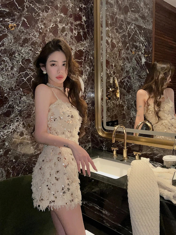 Aiertu Sexy Strap Y2k Mini Dress Party Casual 2024 Summer Long Sleeve Vintage Fashion Dress Woman One Piece Dress Korean Slim Design Aiertu