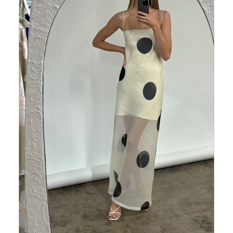 AIERTU  -  Summer New Women's Clothing Slim-fitting Suspender Dress Polka Dot Tube Top Temperament Fashion Perspective Dress Aiertu