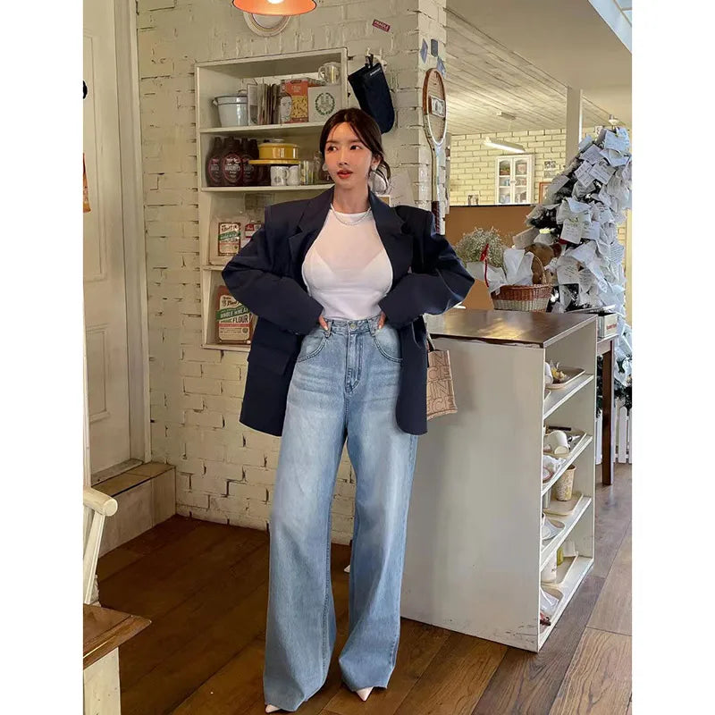 Aiertu Women Jeans with Heart Vintage Y2k 90s Aesthetic Baggy Denim Trouser 2000s Harajuku Kawaii Wide Cowboy Pants Trashy Clothes 2024 Aiertu
