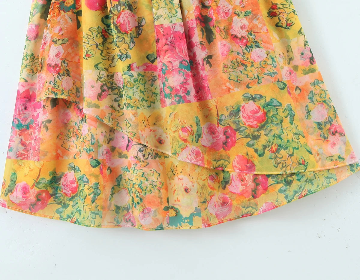 AIERTU  -  Summer Women Multicolor Floral Print Sling Short Dresses  Sexy Sleeveless Female Holiday Boho Beach Robe Aiertu