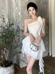 High Quality French Fashion Mini Dress For Women Summer Ladies Hotsweet Sleeveless Sexy Party Evening Dresses Vestidos Aiertu