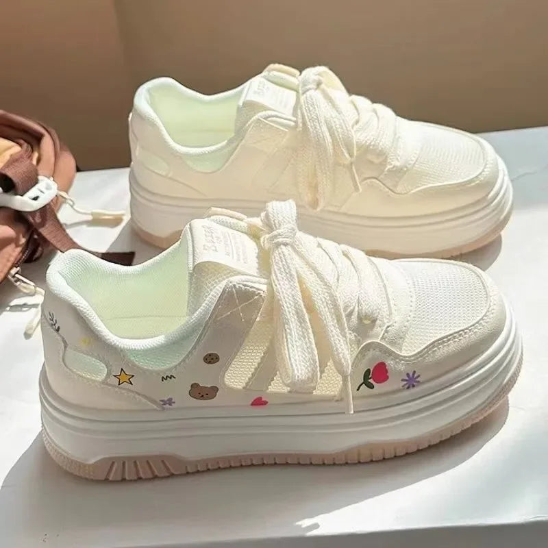 Aiertu Cute Cartoon Designer Sneakers Women 2024 Summer Breathable Mesh Women's Vulcanized Shoes Casual Fashion Student Platform Shoes Aiertu