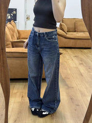 AIERTU  -  American Vintage Star Embroidery Denim Jeans Spice Girls Straight New High Waist Pants Slim Fashion Trendy Hot Sell Wid Leg Pant Aiertu