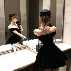 AIERTU  -  Summer French Fashion Elegant High End Evening Dress Women's Sleeveless Off Shoulder Backless Sexy Mini Dress Party Banquet Gown Aiertu