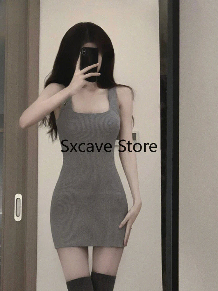 Aiertu Gray 2 Piece Dress Set Women Casual Long Sleeve Cardigan + Bodycon Strap Sweater Dress Evening Party Knitted Suit Aiertu