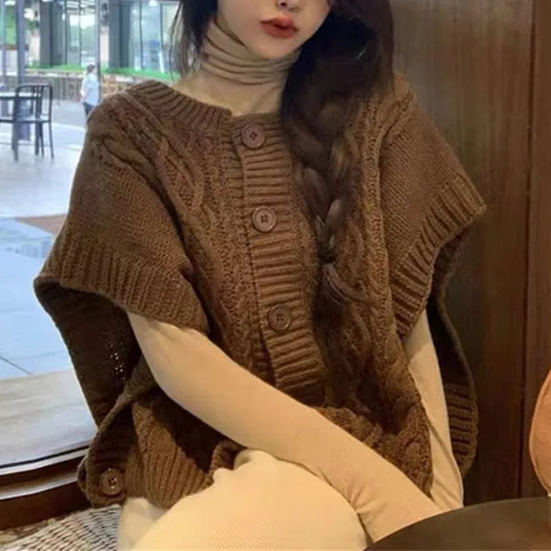 AIERTU  -  Button-knitted Cardigan Vest Women's Women's Soft Waxy Gentle Wind Sweater Vest Women Aiertu