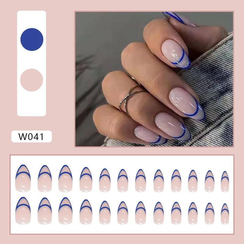 Aiertu 24pcs/Box Ballerina Nail Tip Purple with Design Manicure Patches Fresh Floral Almond False Nails Press on Med Nails Detachable Aiertu
