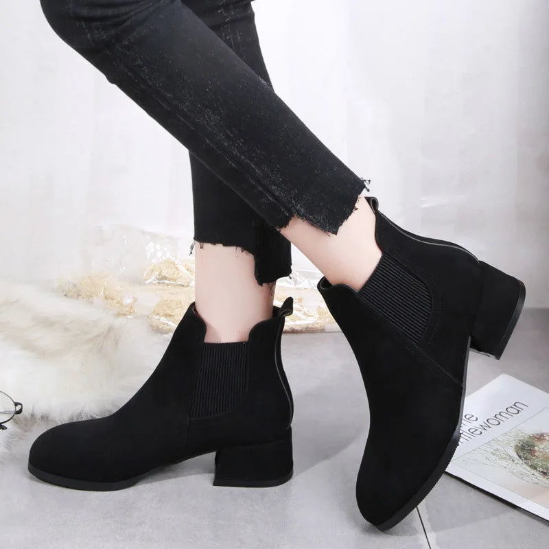 2024 autumn winter new women's wild short boots round head comfortable suede boots women's simple sets of boots mujer Aiertu