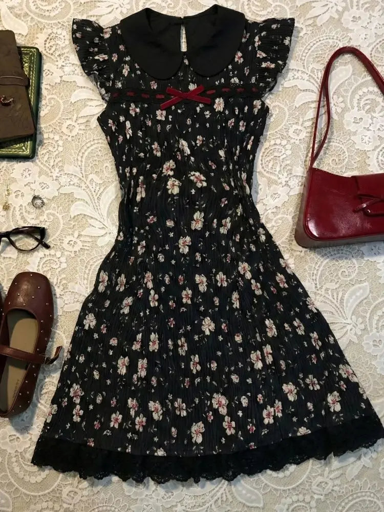 AIERTU  -  Harajuku Dresses Vintage Women's Dress Kawaii Y2k Summer Floral Print Slim Sexy Short Sleeve 90s Hot Girl Fashion Elegant Shoujo Aiertu