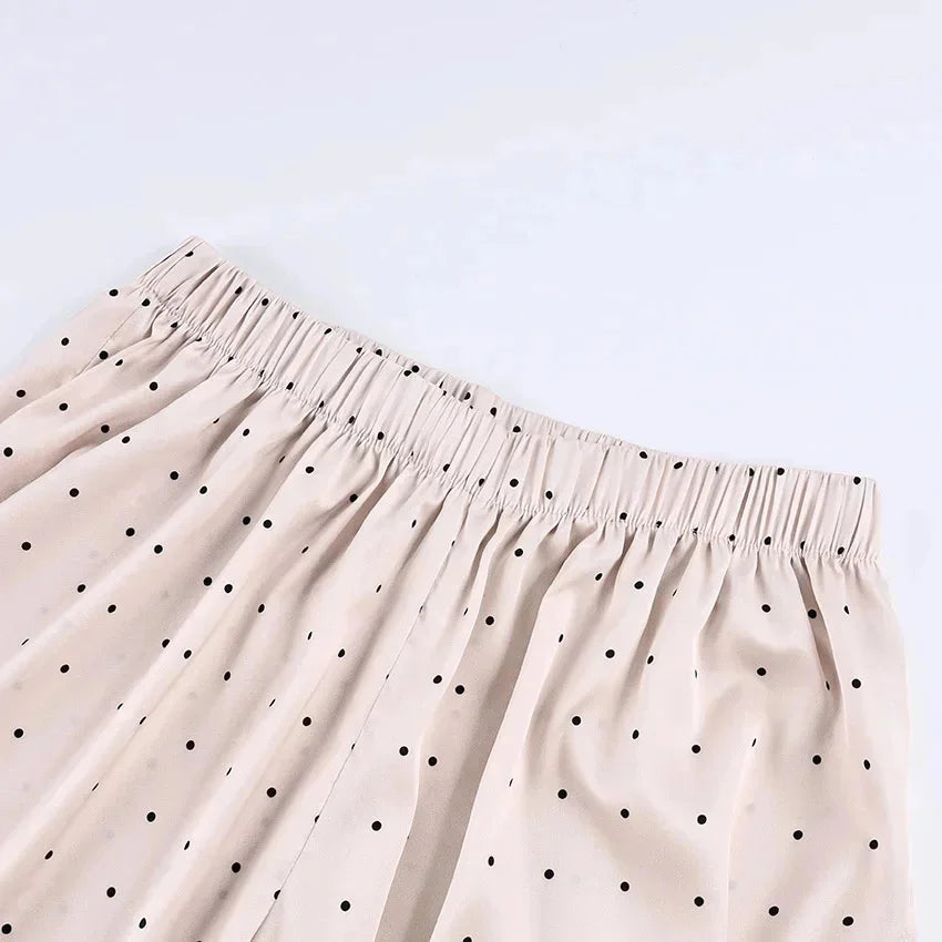 AIERTU  -  White Polka Dot Wide Straight Pants Loose Fit Spring Summer Chic Commuter Office Casual For Women Elegant Day To Night Aiertu
