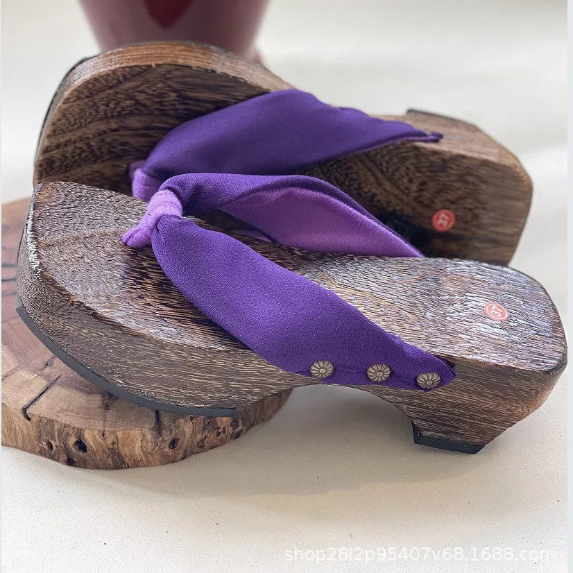 AIERTU  -  New Women's Japanese Style Crescent Geta Sandals Solid Color Modified Platform High Heel Thong Slippers For Cosplay Aiertu