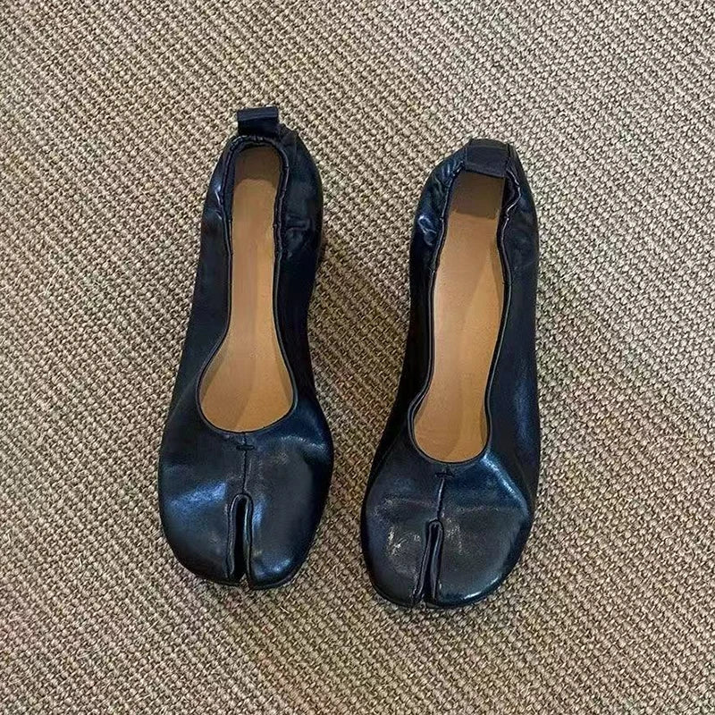 AIERTU  -  Elegant Thick High Heel Tabi Shoes Women Summer Comfort Pu Leather Designer Split Toe Pumps French Retro Sandals for Women