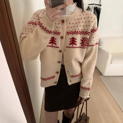 AIERTU  -  Autumn Winter New Arrival Lazy Style Casual Versatile Knitted Cardigan Women Korean Style Crew Neck Soft Sweater Coat Aiertu