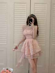 Aiertu Pink Sweet Y2k Mini Dress women SummerCasual Elegant Sleeveless Short Party Dress Slim One Piece Dress Korean Fashion Chic Aiertu