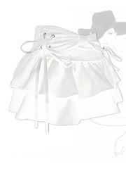 Aiertu Coquette Kawaii Cute Black Bandage Mini Skirt Y2k Sweet Girl Preppy Style Ruffles Pleated Korean Fashion Kpop 2024 Fashion Aiertu
