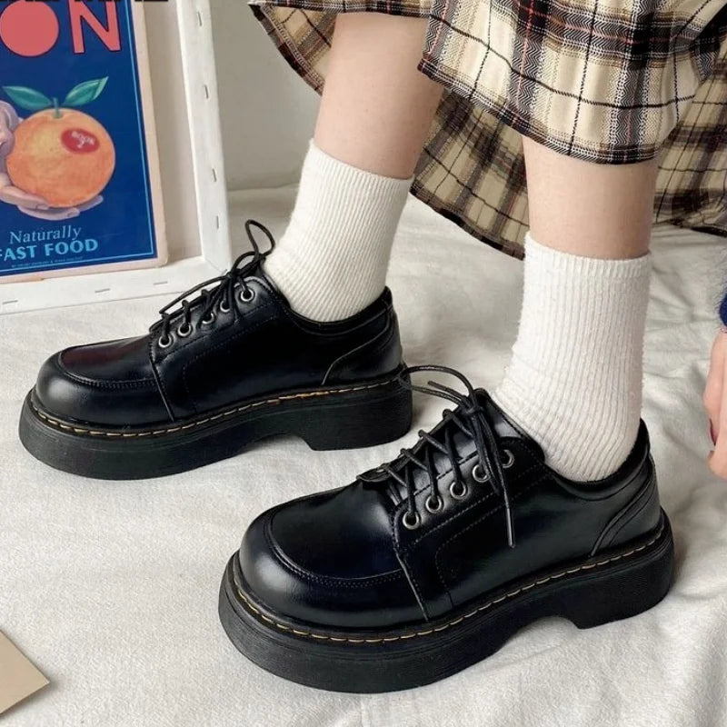 Aiertu Japanese School Uniform shoes Jk Student Shoes Girls Women Kawaii Lolita Soft Girl Round Toe lolita Platform Mary Jane Shoes Aiertu