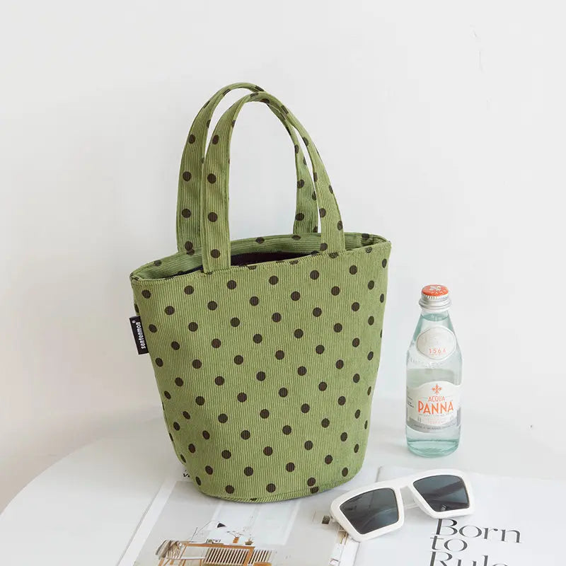AIERTU  -  Bucket Handbag New Corduroy Polka Dot Fabric Bag Casual Versatile Women's Office Handbags Aiertu