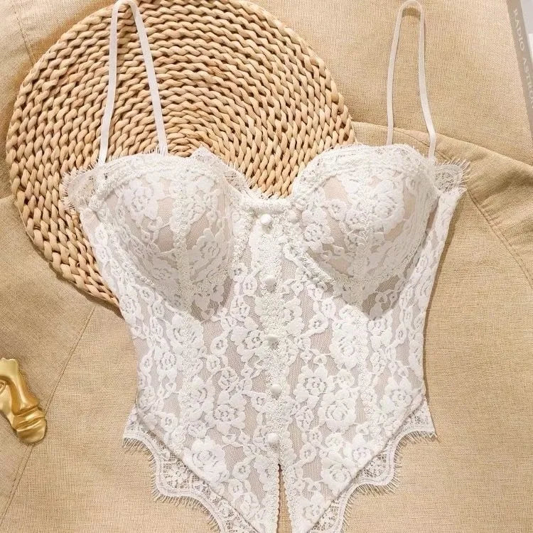 AIERTU  -  Autumn and Winter New Lace Waist Cinching and Strapless, Pure Desire Style, Spicy Girl Suspender, Back Zipper Aiertu