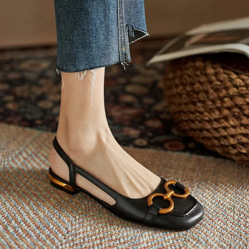 Aiertu  French Vintage Women Sandals Summer 2023 New Elegant Low Heel Shoes Lazy Casual Muller Shoes Designer Women Shoes Aiertu