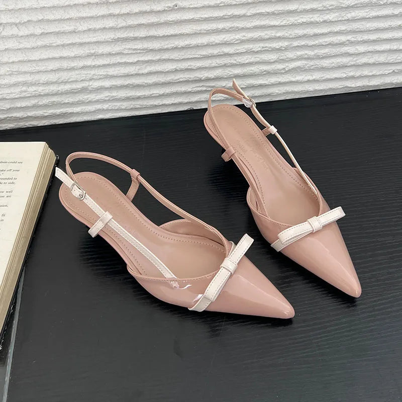 AIERTU  -  Bow Elegant Women's Sandals Summer Fashion Kitten Heels Dress Shoes Ladies Pointed Toe Slingbacks Women Heels and Pumps Aiertu