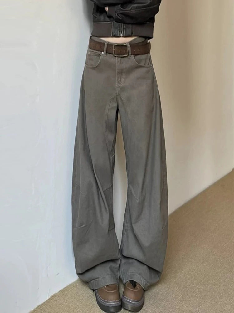 AIERTU  -  Vintage Wide Leg Pants Women's Clothes Streetwear Fashion Y2k Jeans New Bottoms Casual Denim Trousers Korean Pantalon Femme Aiertu