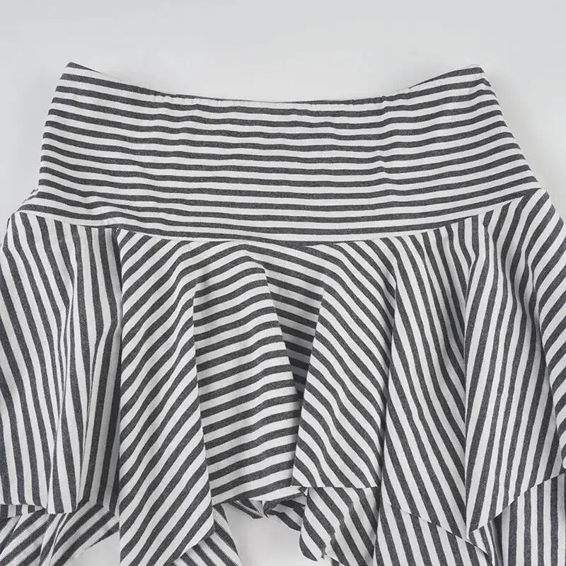 AIERTU  -  New Summer Women's Streetwear Striped Asymmetrical Mini Skirt Vintage Y2K Low Waist Stretch Slim Casual Skirt Aiertu