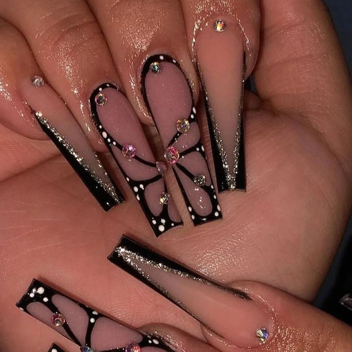 Aiertu 24Pcs Long Ballet False Nails with Bow Designs Pink Coffin Press on Nails Wearable French Fake Nail Full Cover Manicure Tips Aiertu